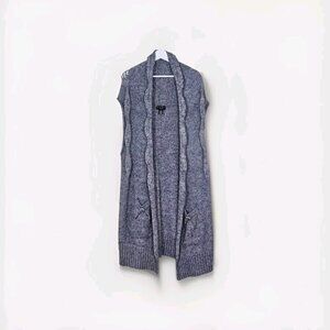 Mercer & Madison Cardigan Vest Women 1X Gray Pockets Chunky Knit Alpaca Blend